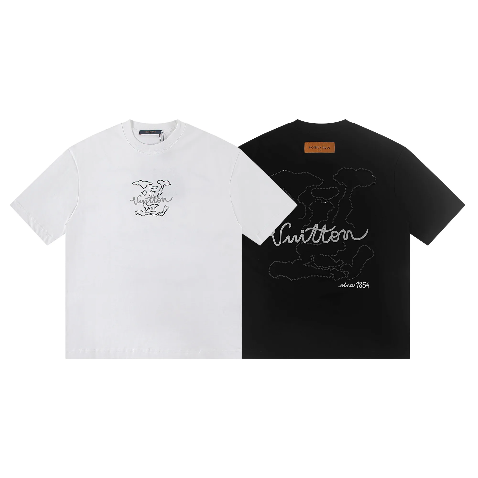 🅿️170 louis vuitto*2026 latest hot diamond💍offset printed short-sleeved T-shirt Material: Made of high version 300g double yarn combed cotton Size: S M L XL Color: black and white Style number: W2803